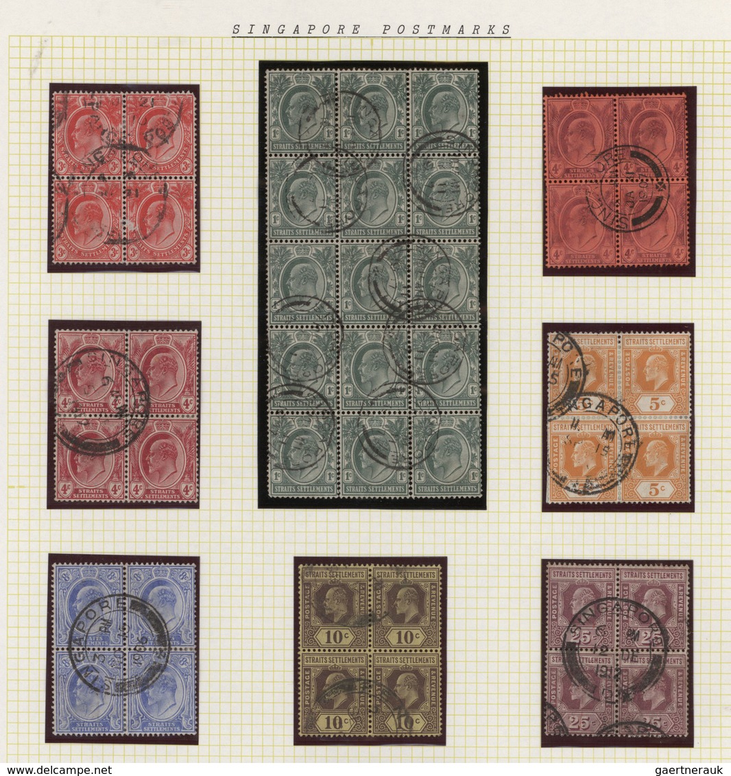 Malaiische Staaten - Straits Settlements: 1905/1920 (ca.), POSTMARKS On KEVII And KGV, Specialised C - Straits Settlements