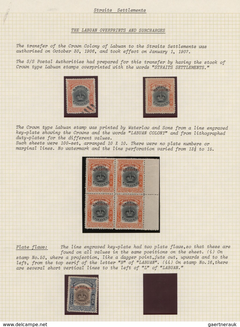 Malaiische Staaten - Straits Settlements: 1906/1907, Overprints On Labuan, Specialised Collection Of - Straits Settlements