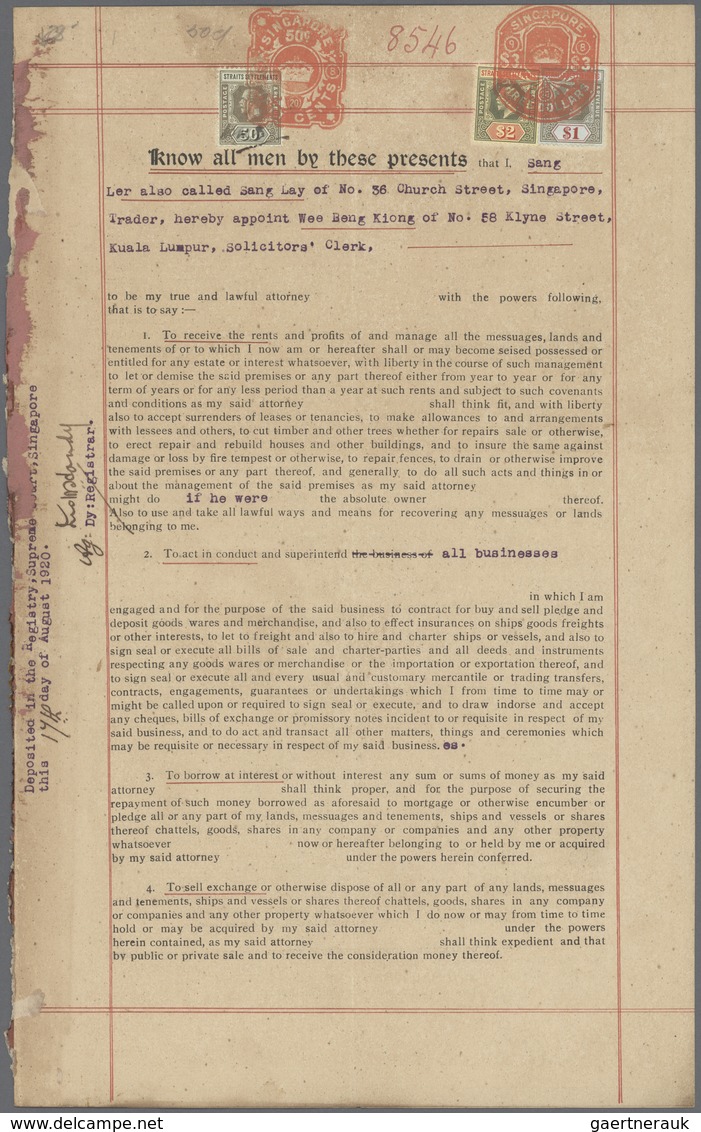 Malaiische Staaten - Straits Settlements: 1908-20 FISCAL Documents: Collection Of 22 Documents All F - Straits Settlements