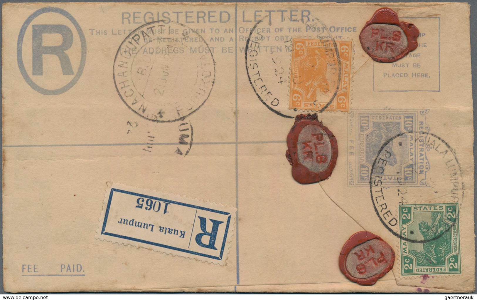 Malaiischer Staatenbund: 1920's-30's: 23 Postal Stationery Registered Envelopes KGV. Used From Vario - Federated Malay States