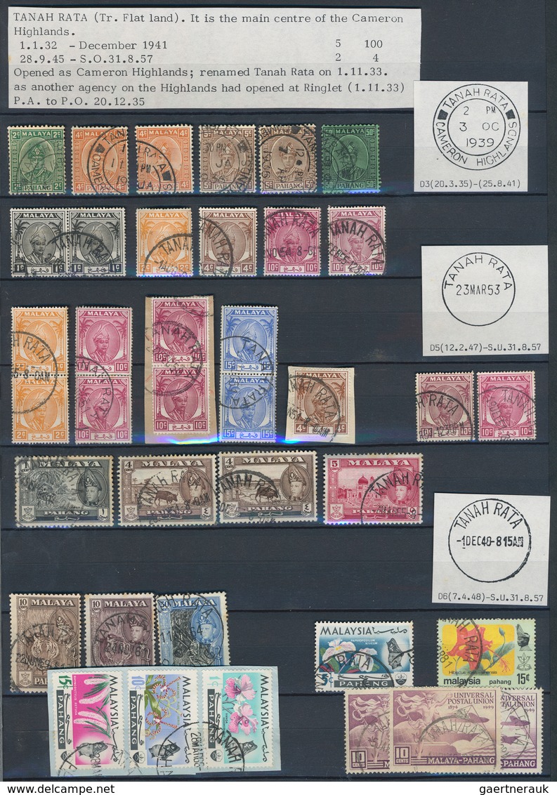 Malaiische Staaten: 1880/1990 (ca.), POSTMARKS OF MALAYSIA, Deeply Specialised Collection In Five Al - Federated Malay States
