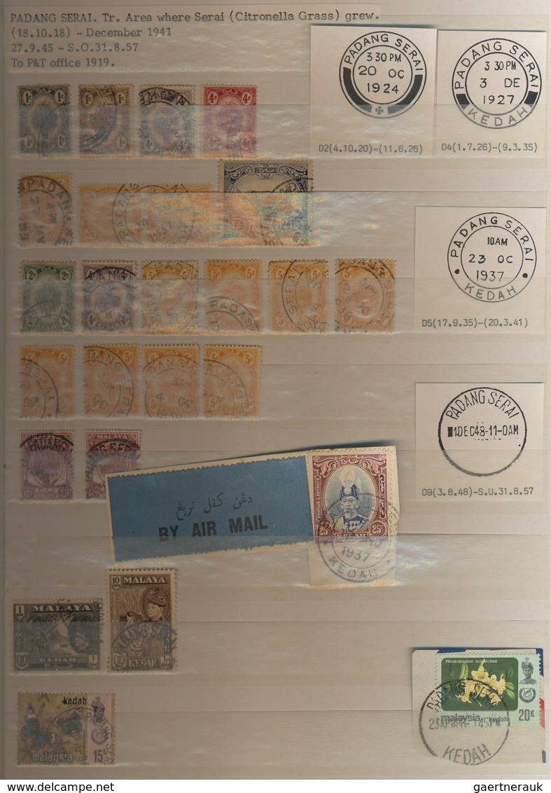 Malaiische Staaten: 1880/1990 (ca.), POSTMARKS OF MALAYSIA, Deeply Specialised Collection In Five Al - Federated Malay States