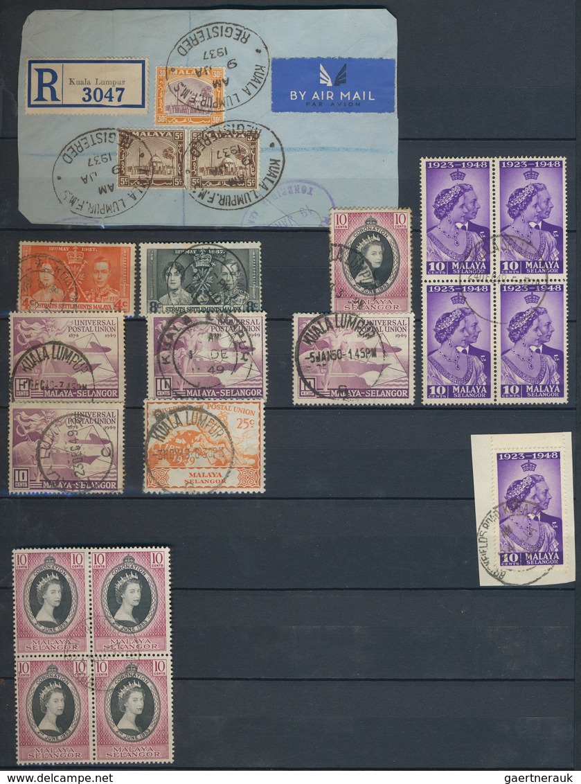 Malaiische Staaten: 1880/1990 (ca.), POSTMARKS OF MALAYSIA, deeply specialised collection in five al