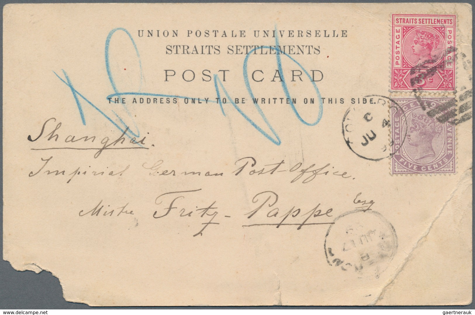 Malaiische Staaten: 1899/1946, Lot Of Nine Covers/cards, E.g. Used Stationeries, Incoming Mail, Insu - Federated Malay States