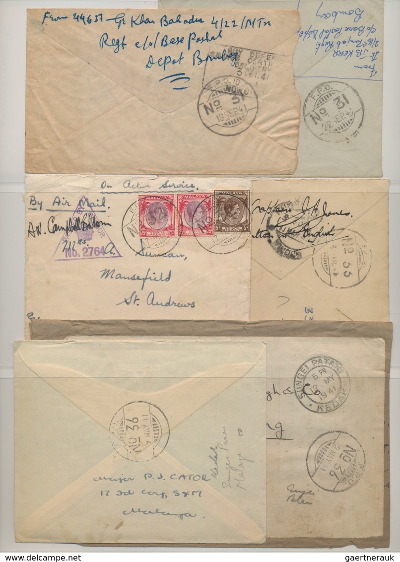 Malaiische Staaten: 1939-46 Indian Field Post In Malaya: Collection Of 16 Covers And More Than 80 St - Federated Malay States