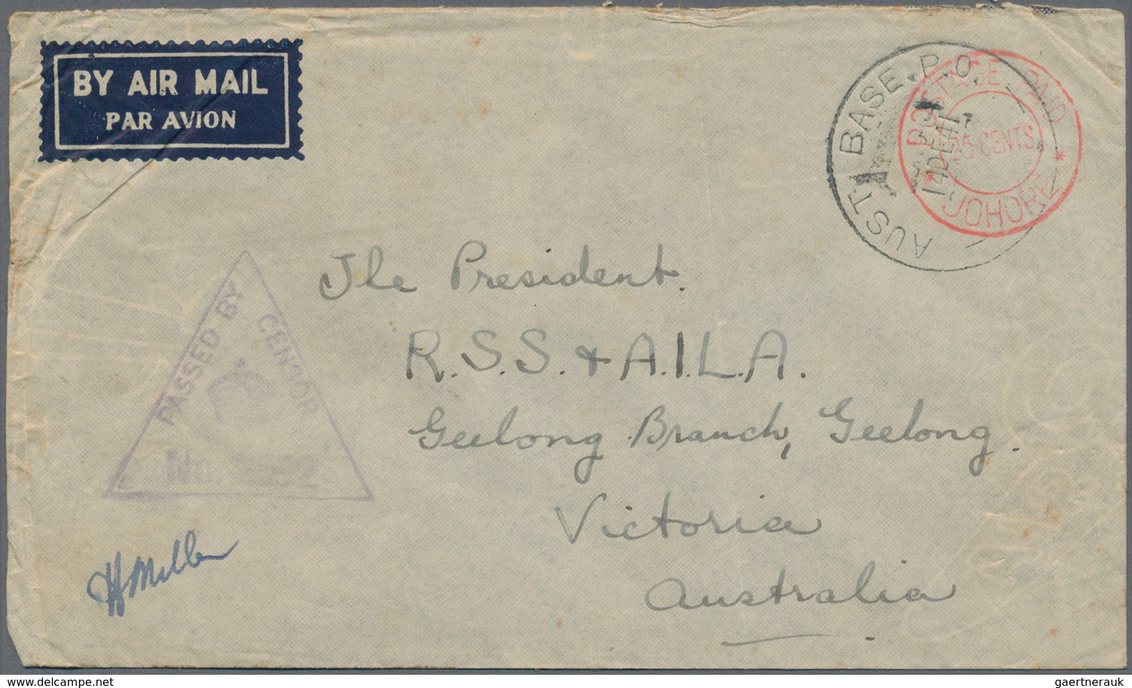 Malaiische Staaten: 1941-51 Australian Field Post: Group Of 20 Covers Sent By Australian Troops In M - Federated Malay States