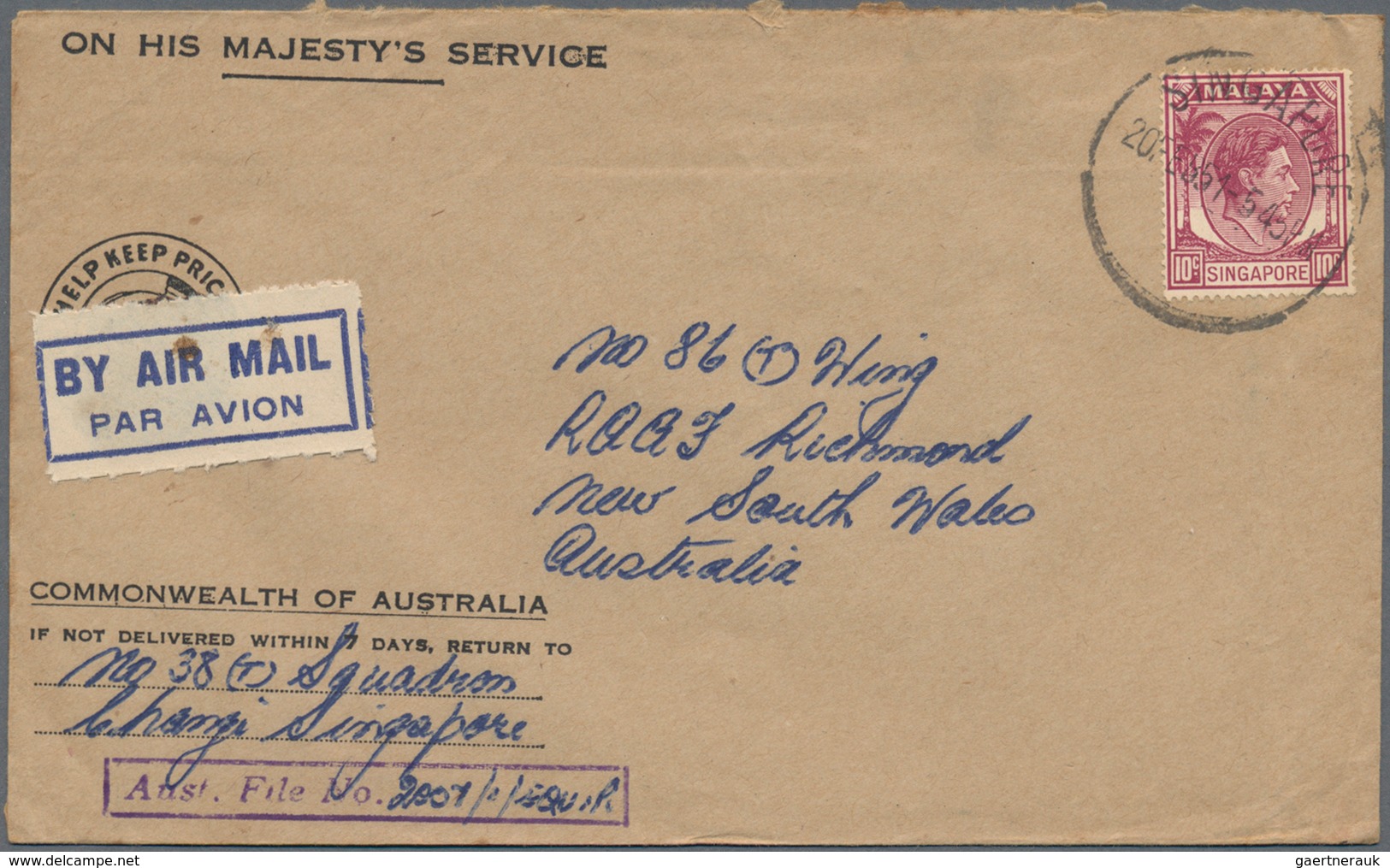 Malaiische Staaten: 1941-51 Australian Field Post: Group Of 20 Covers Sent By Australian Troops In M - Federated Malay States