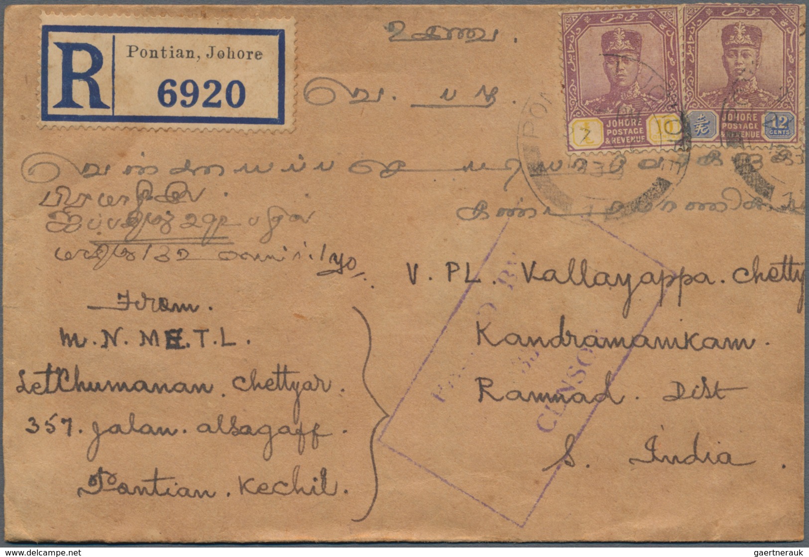 Malaiische Staaten - Johor: 1930's-60's Mostly: Collection Of 51 Covers From 51 Different Post Offic - Johore