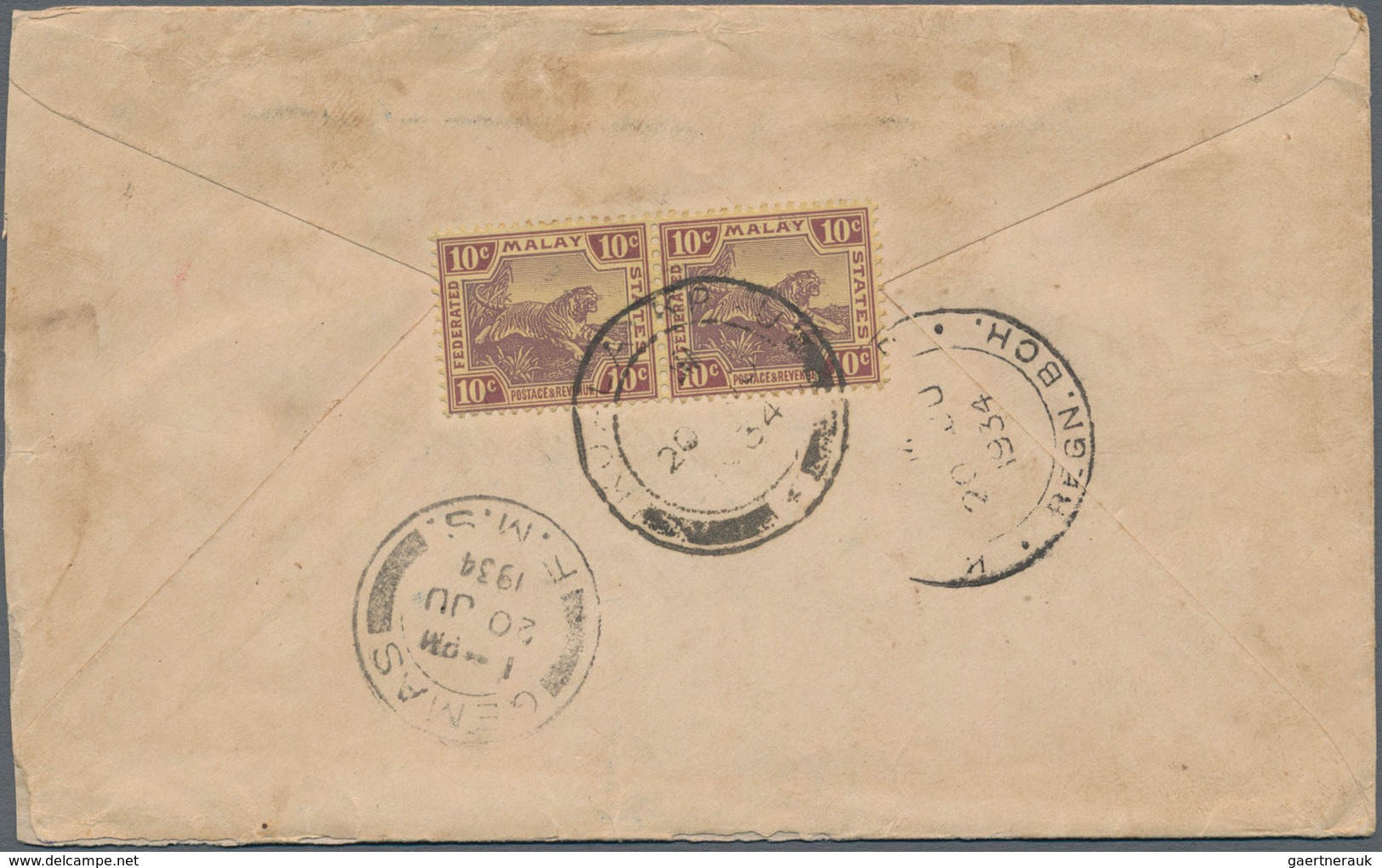 Malaiische Staaten - Pahang: 1920's-60's: 44 Covers From Various Post Offices In Pahang, With Regist - Pahang