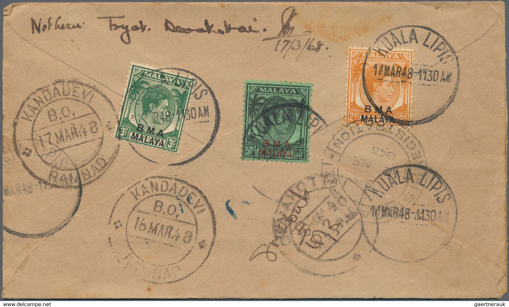 Malaiische Staaten - Pahang: 1920's-60's: 44 Covers From Various Post Offices In Pahang, With Regist - Pahang