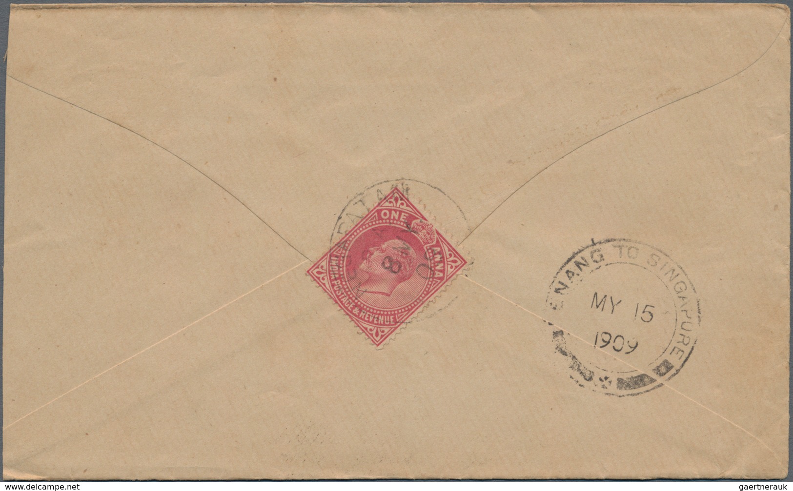 Malaiische Staaten - Penang: 1905-11 "PENANG TO SINGAPORE" Datestamps On 26 Covers From India, Vario - Penang