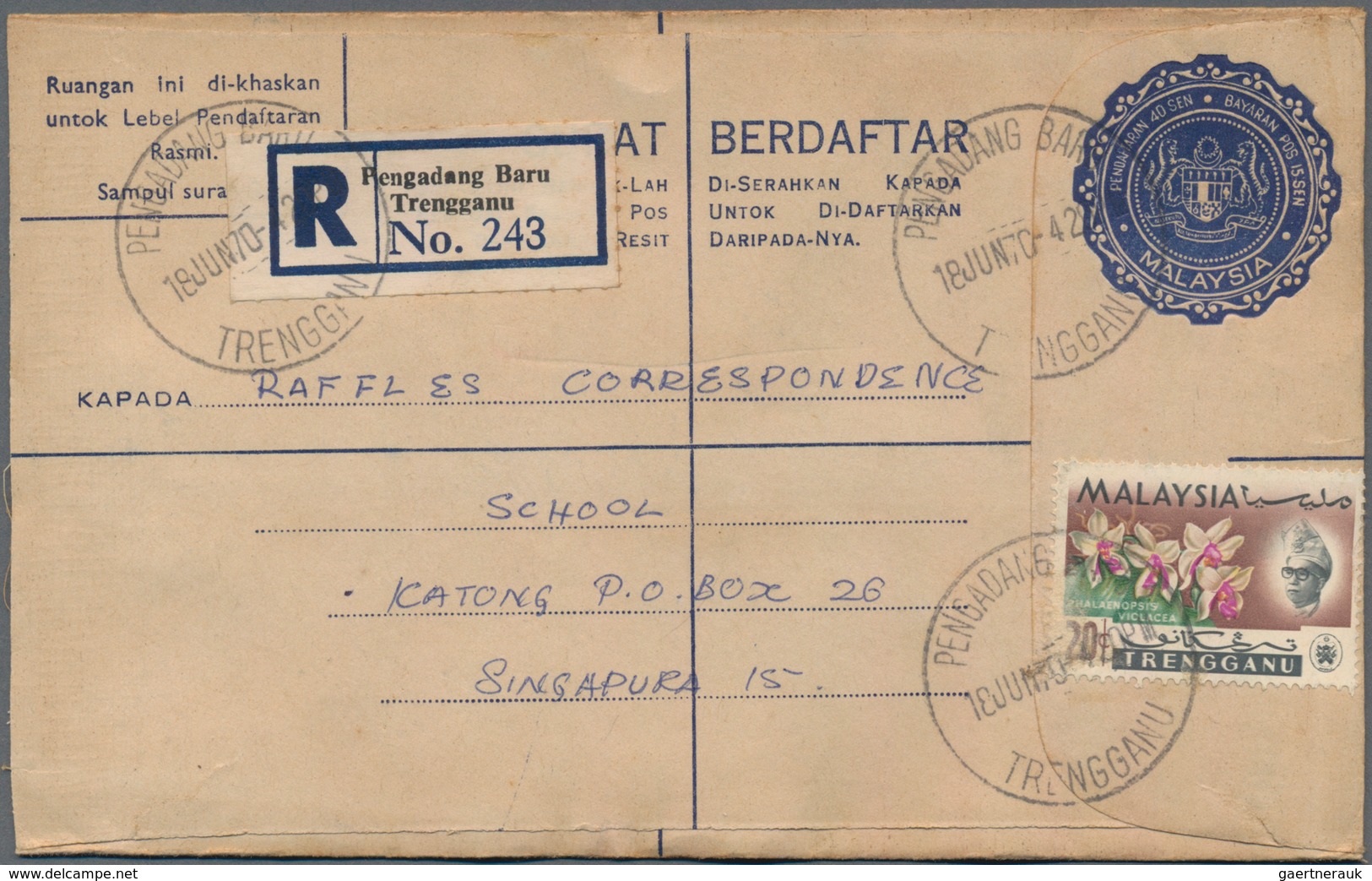 Malaiische Staaten - Trengganu: 1930's-60's: Eight Covers And Postal Stationery Registered Envelopes - Trengganu