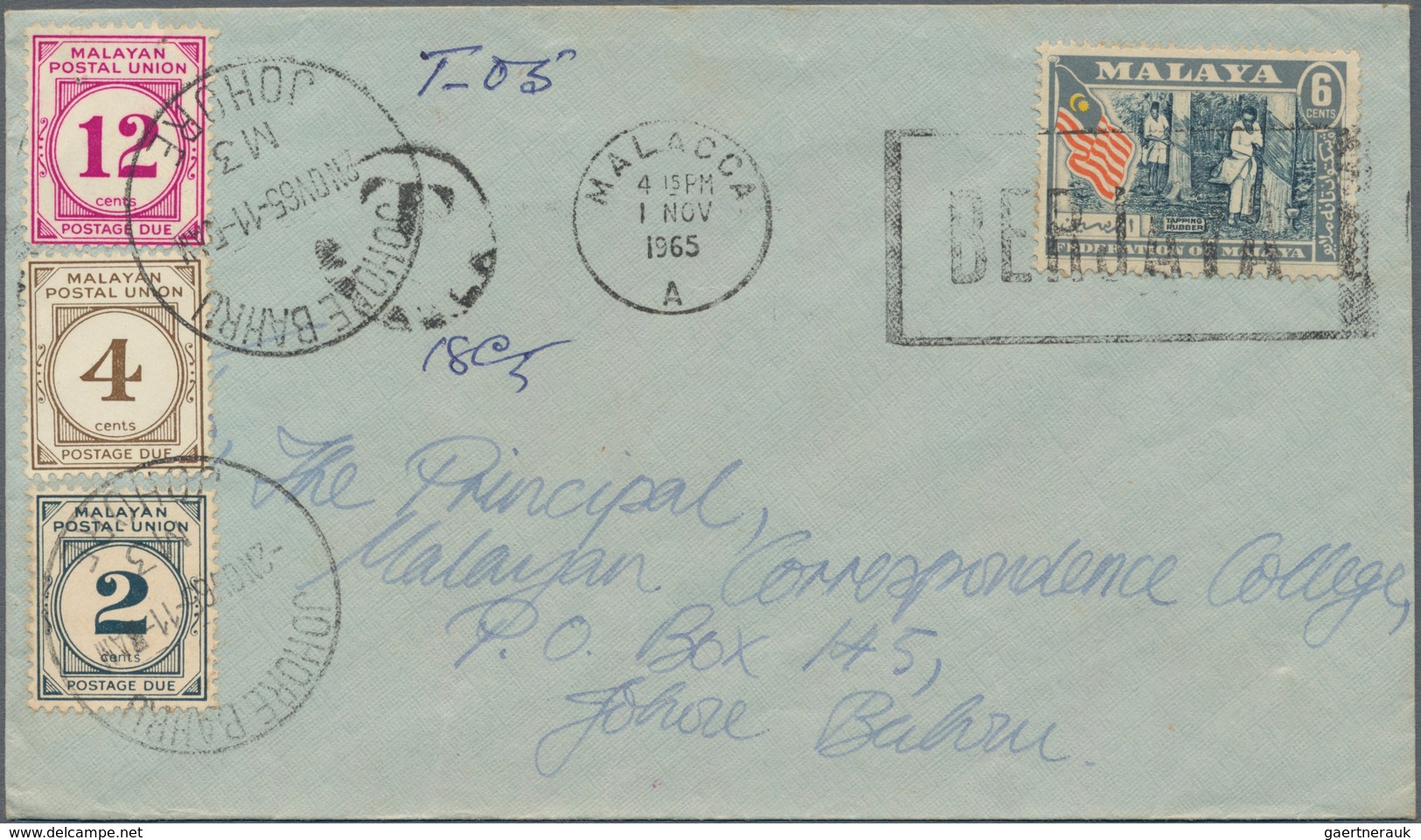 Malaysia - Portomarken: 1936-72 Postage Due: Groupe Of 21 Covers Bearing Different Singles Or Combin - Autres & Non Classés