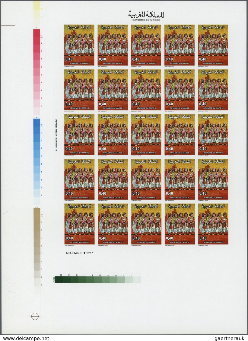 Marokko: 1977/1980, U/m Collection Of 27 Different IMPERFORATE Sheets (=750 Imperforate Stamps), All - Oblitérés