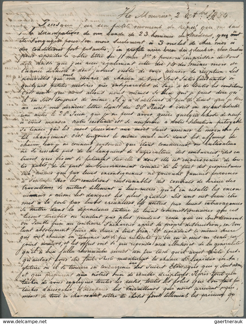 Mauritius: 1844/57 (ca.) A scarce correspondance with ca. 32 stampless entire letters from a sender,