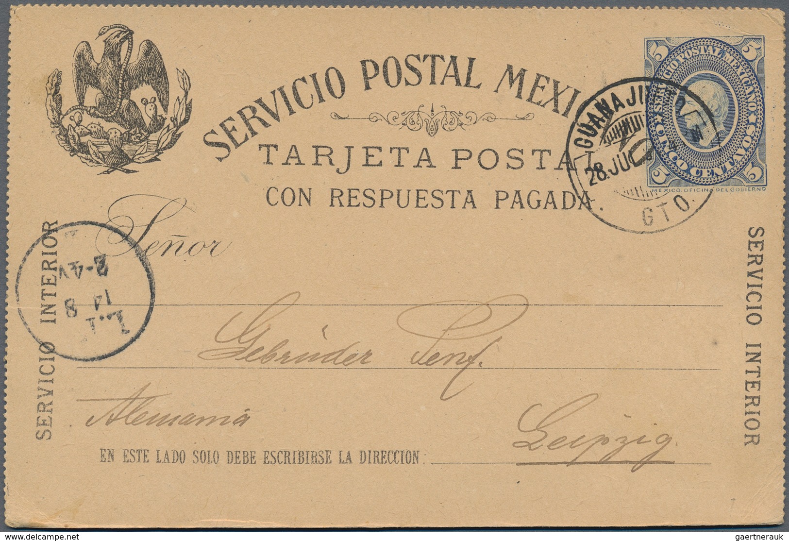 Mexiko - Ganzsachen: 1890/1931 (ca.), stationery used (36) or mint (5) inc. Wells Fargo Envelopes us