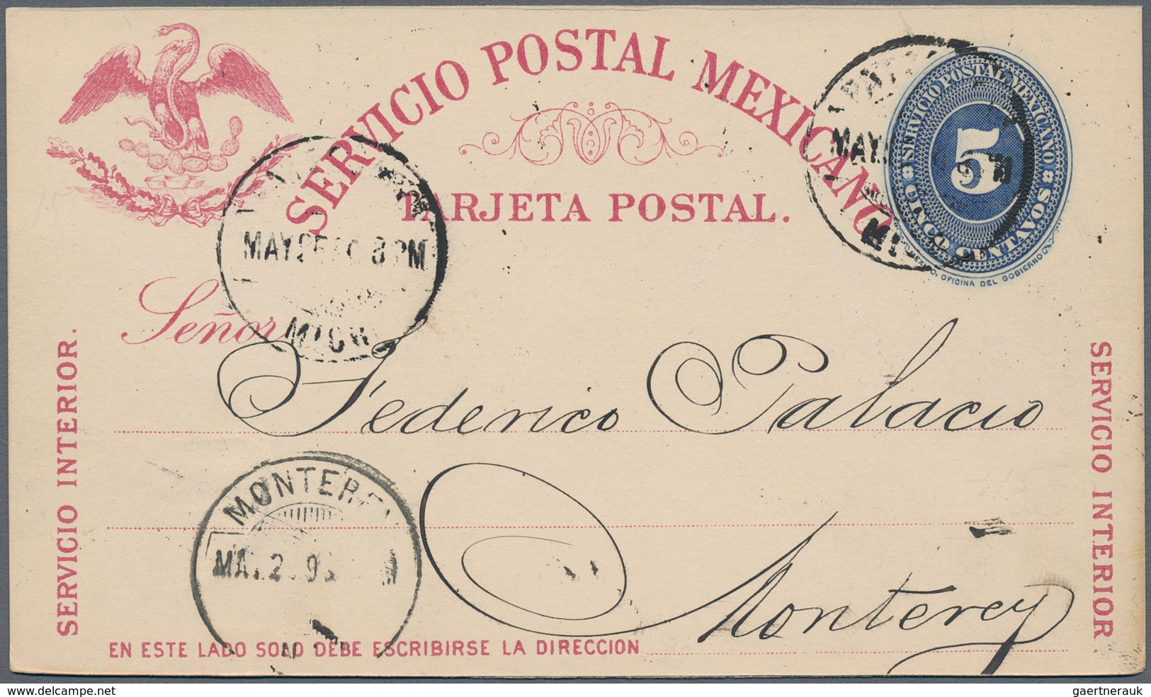 Mexiko - Ganzsachen: 1890/1931 (ca.), stationery used (36) or mint (5) inc. Wells Fargo Envelopes us