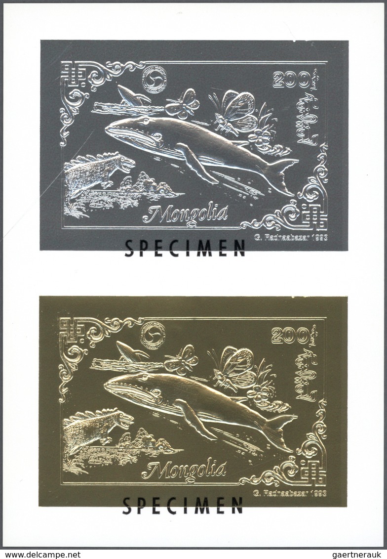 Mongolei: 1993, Specialised Collection In Album With Different GOLD And SILVER Issues Incl. Stamps ( - Mongolië