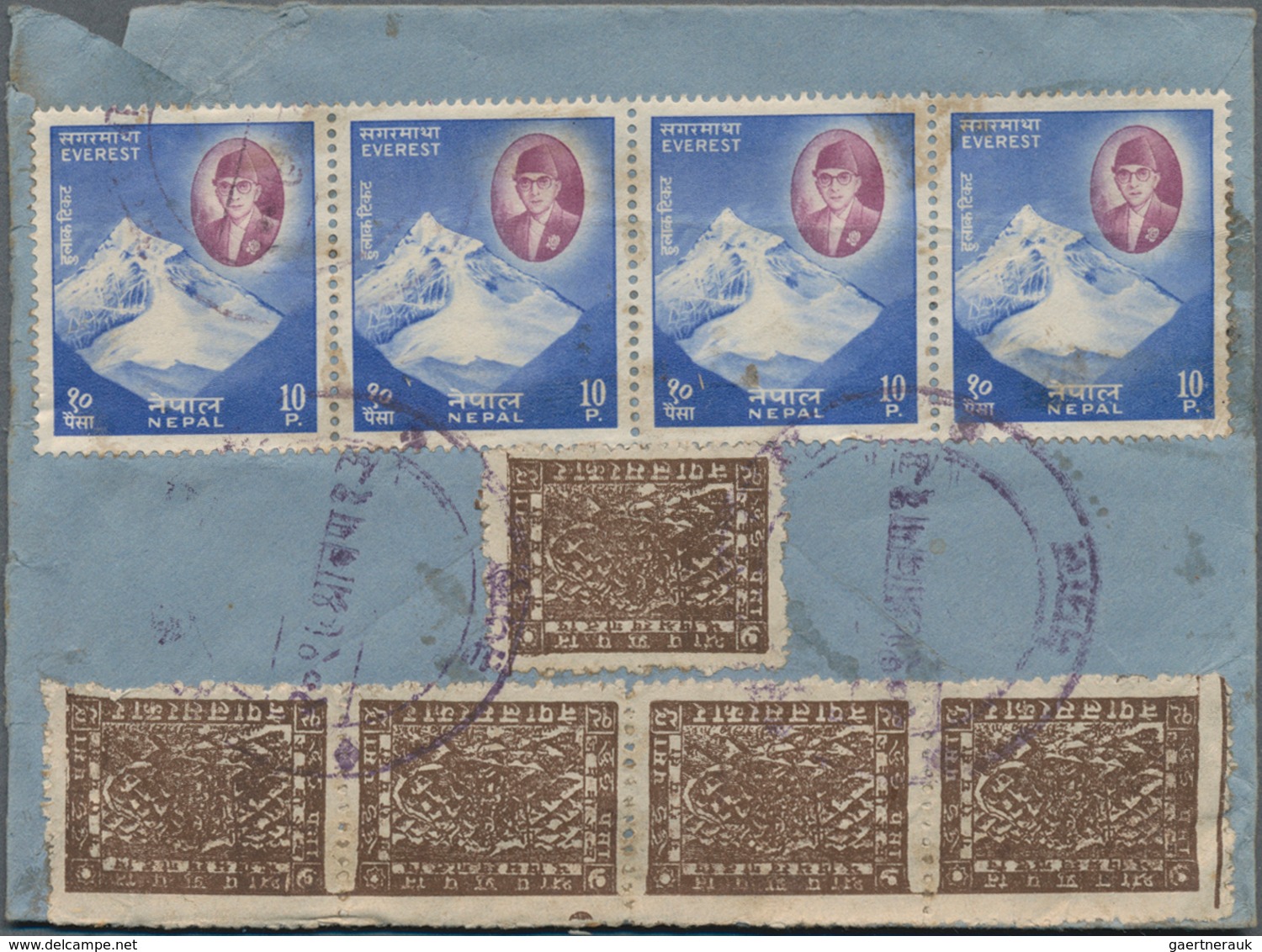 Nepal: 1899-1950's: More Than 60 Stamps Including 1899 ½a. Block Of 42 Used, Late Issues Of First De - Népal