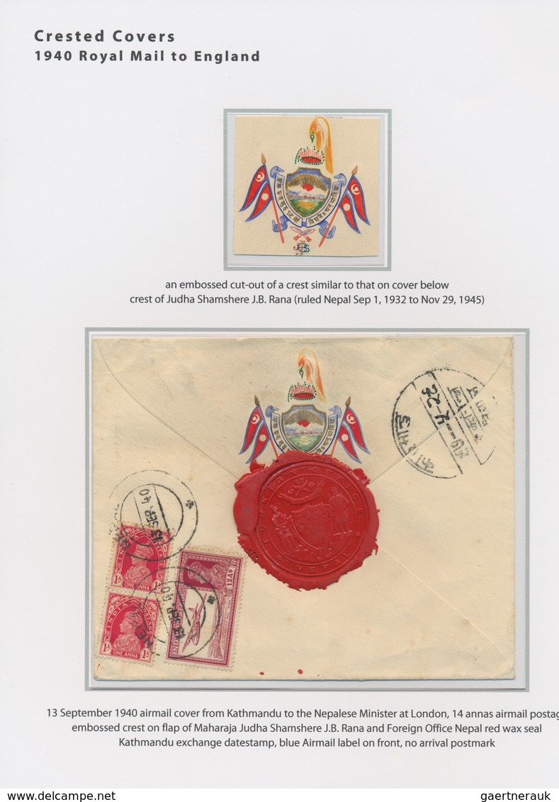 Nepal: 1903-1940 ROYAL MAIL - Crested Covers: Group Of Five Covers, Three Acc. By Resp. Letters, Fro - Nepal