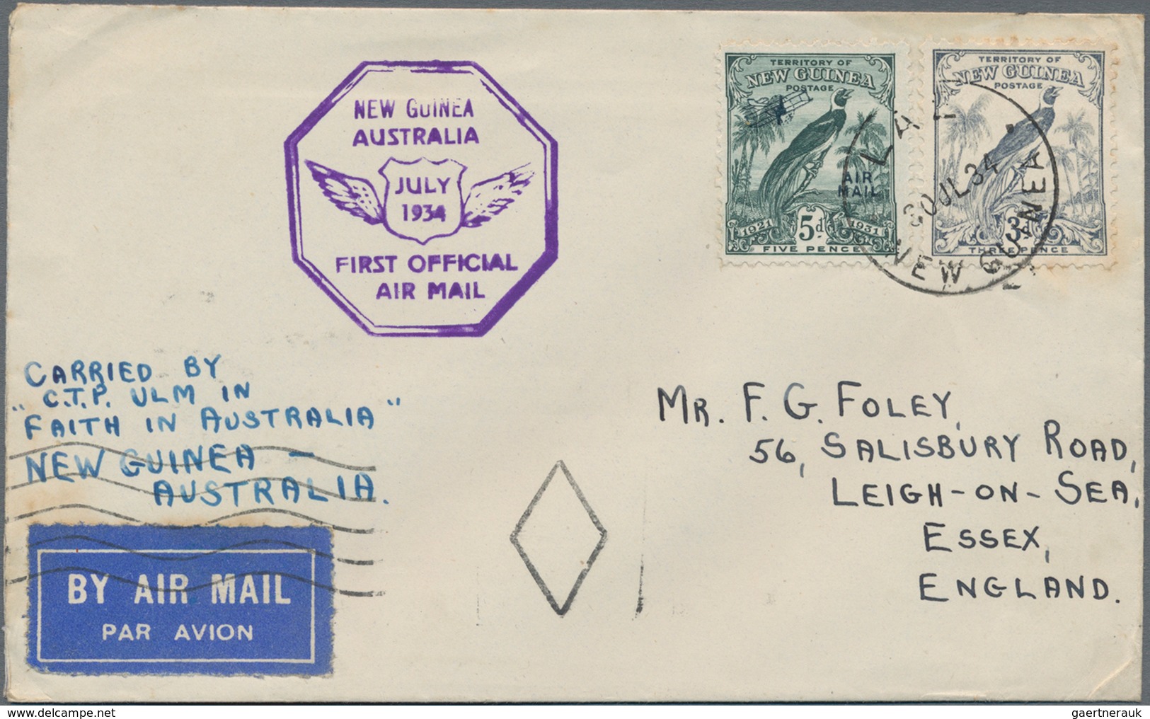 Neuguinea: 1930's AIRMAIL: Ten Covers Including First Flights, Registered Mail And FDC's, With Vario - Papoea-Nieuw-Guinea