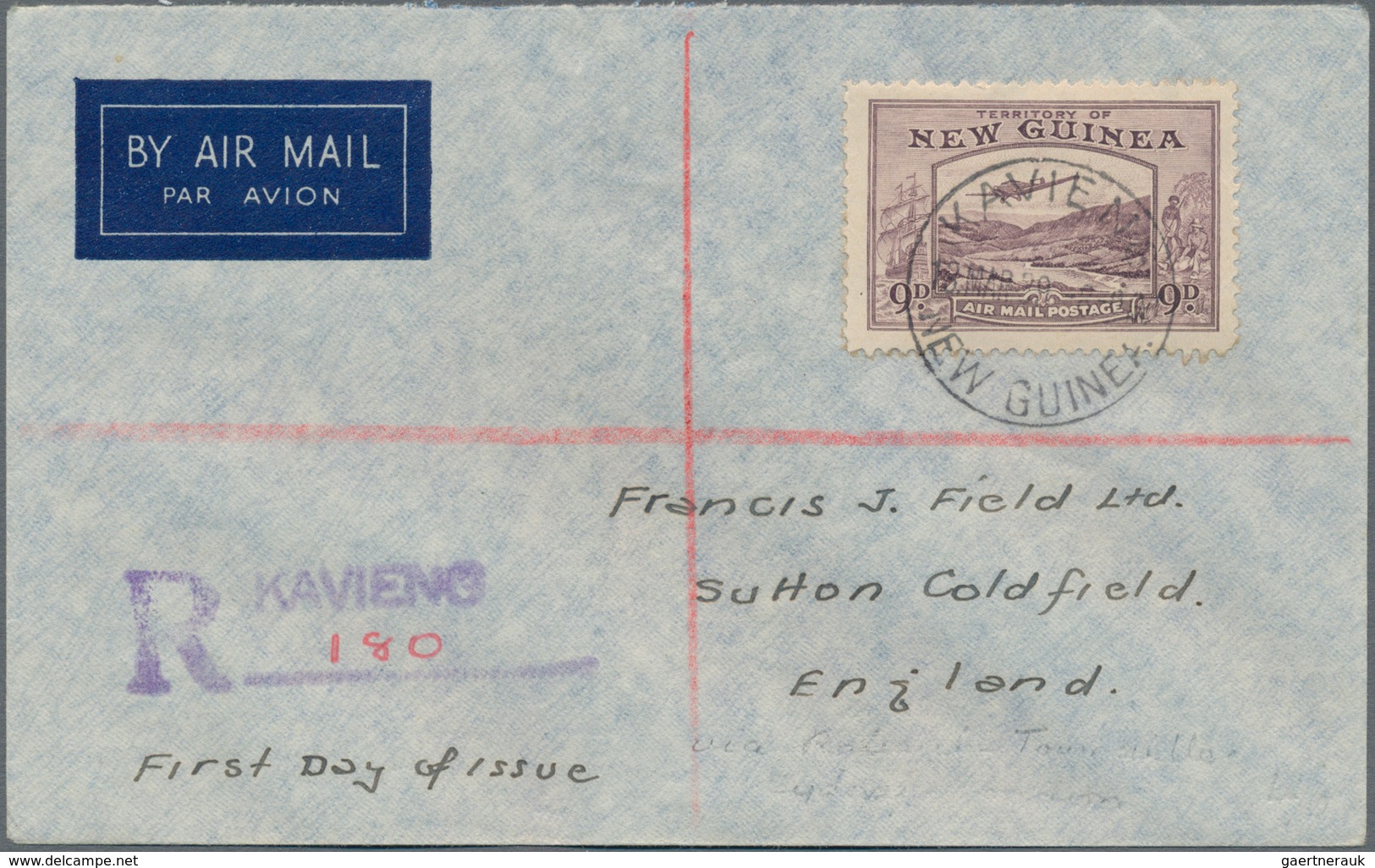 Neuguinea: 1939 Bulolo Goldfields AIRMAIL Issue ½d. To 1s. Used On Six Covers Sent From KAVIENG To E - Papúa Nueva Guinea