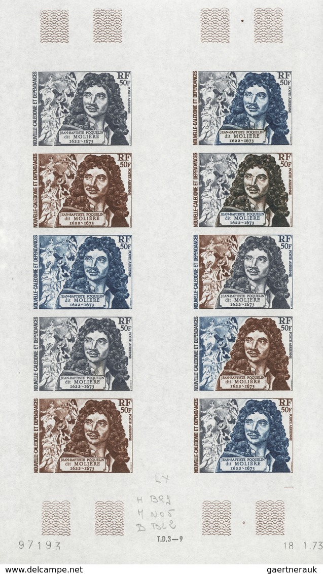 Neukaledonien: 1969/1975, IMPERFORATE COLOUR PROOFS, MNH collection of 58 complete sheets (=1.405 pr