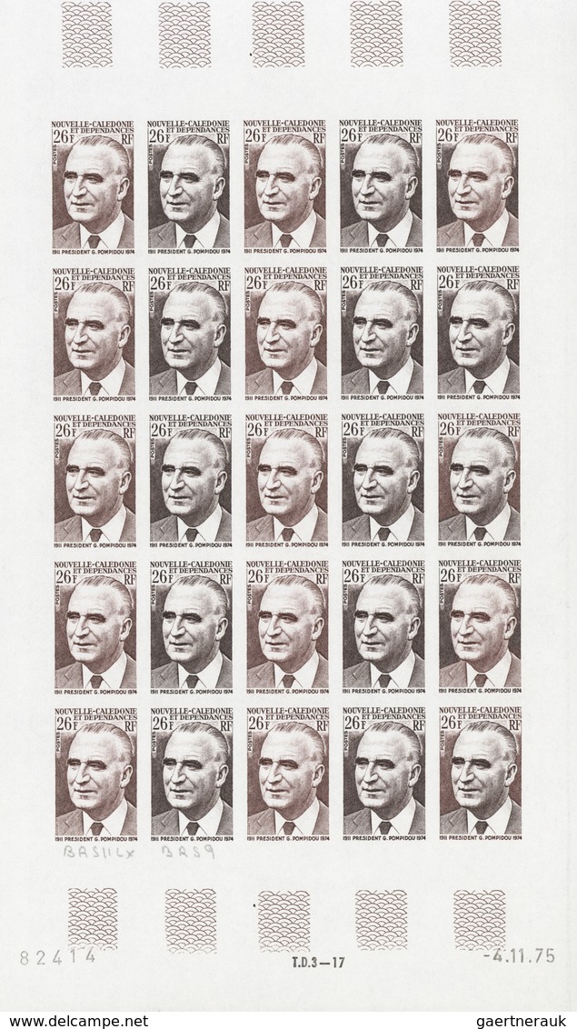 Neukaledonien: 1969/1975, IMPERFORATE COLOUR PROOFS, MNH collection of 58 complete sheets (=1.405 pr