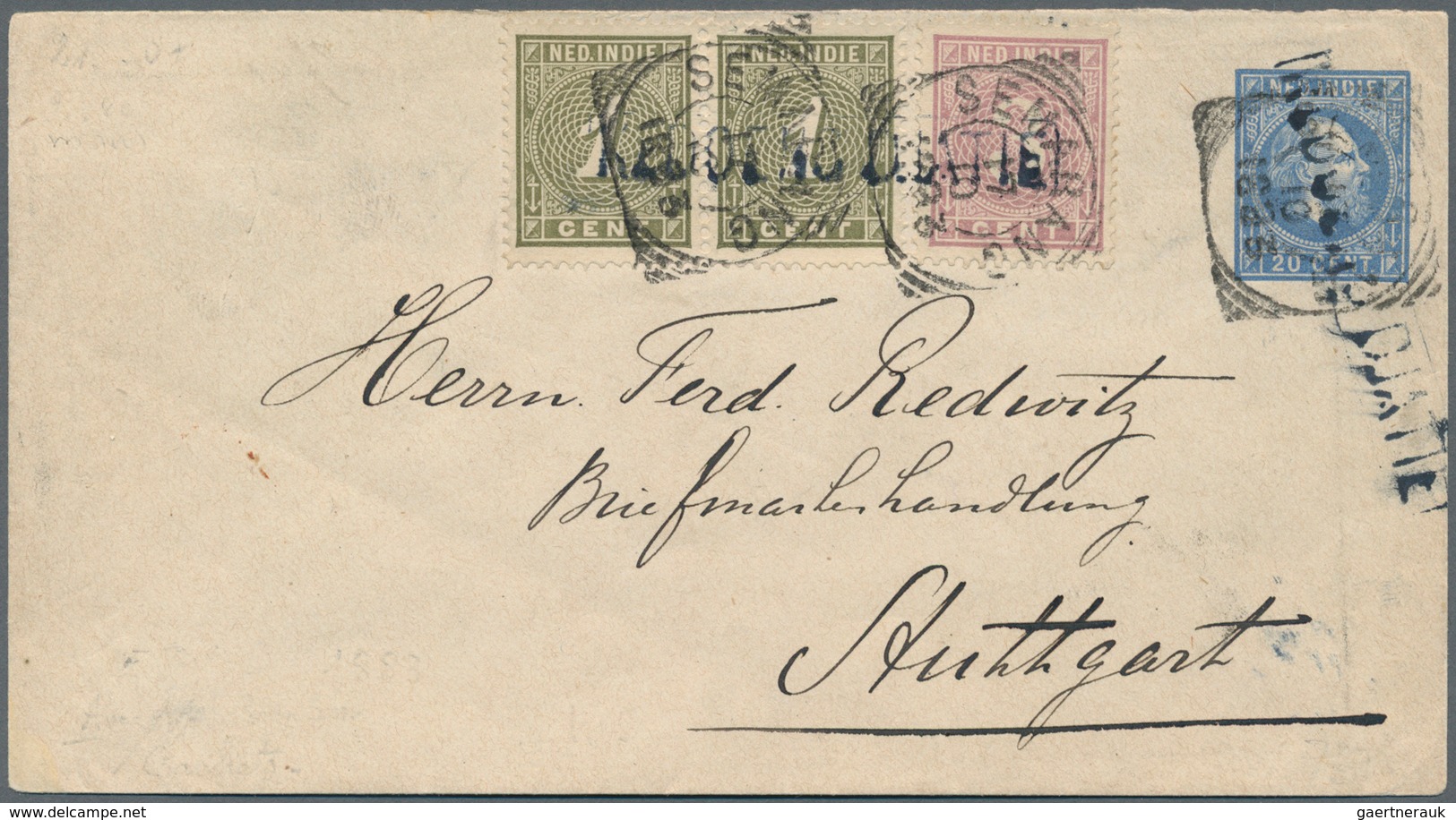Niederländisch-Indien: 1875/1910, used stationery lot of envelopes (14) and cards (3) all Willem (ex