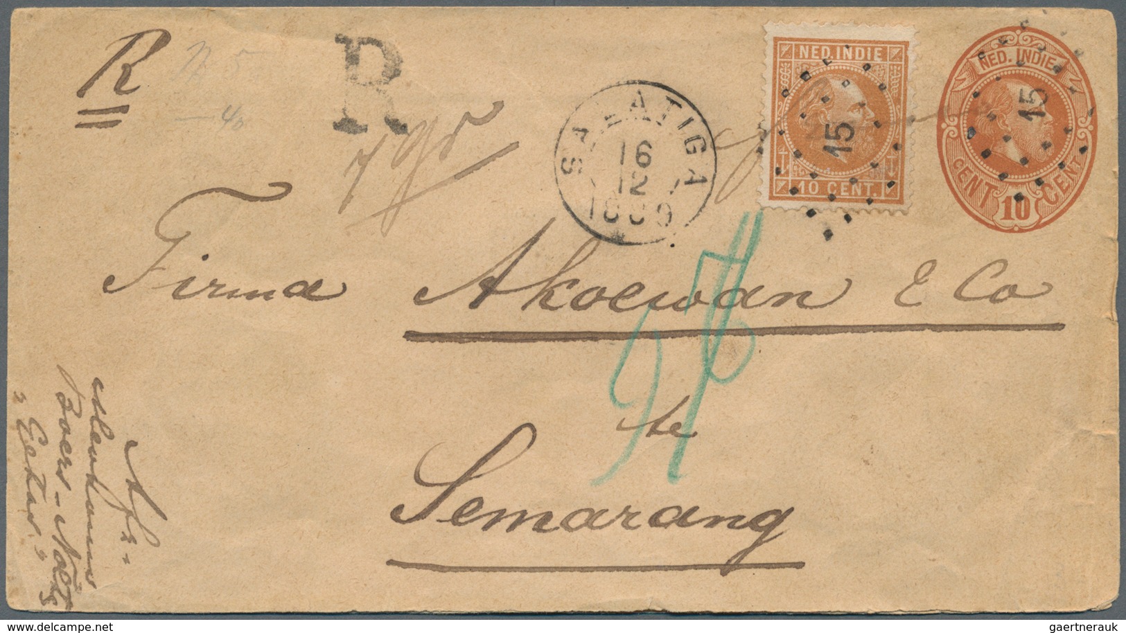 Niederländisch-Indien: 1875/1910, used stationery lot of envelopes (14) and cards (3) all Willem (ex