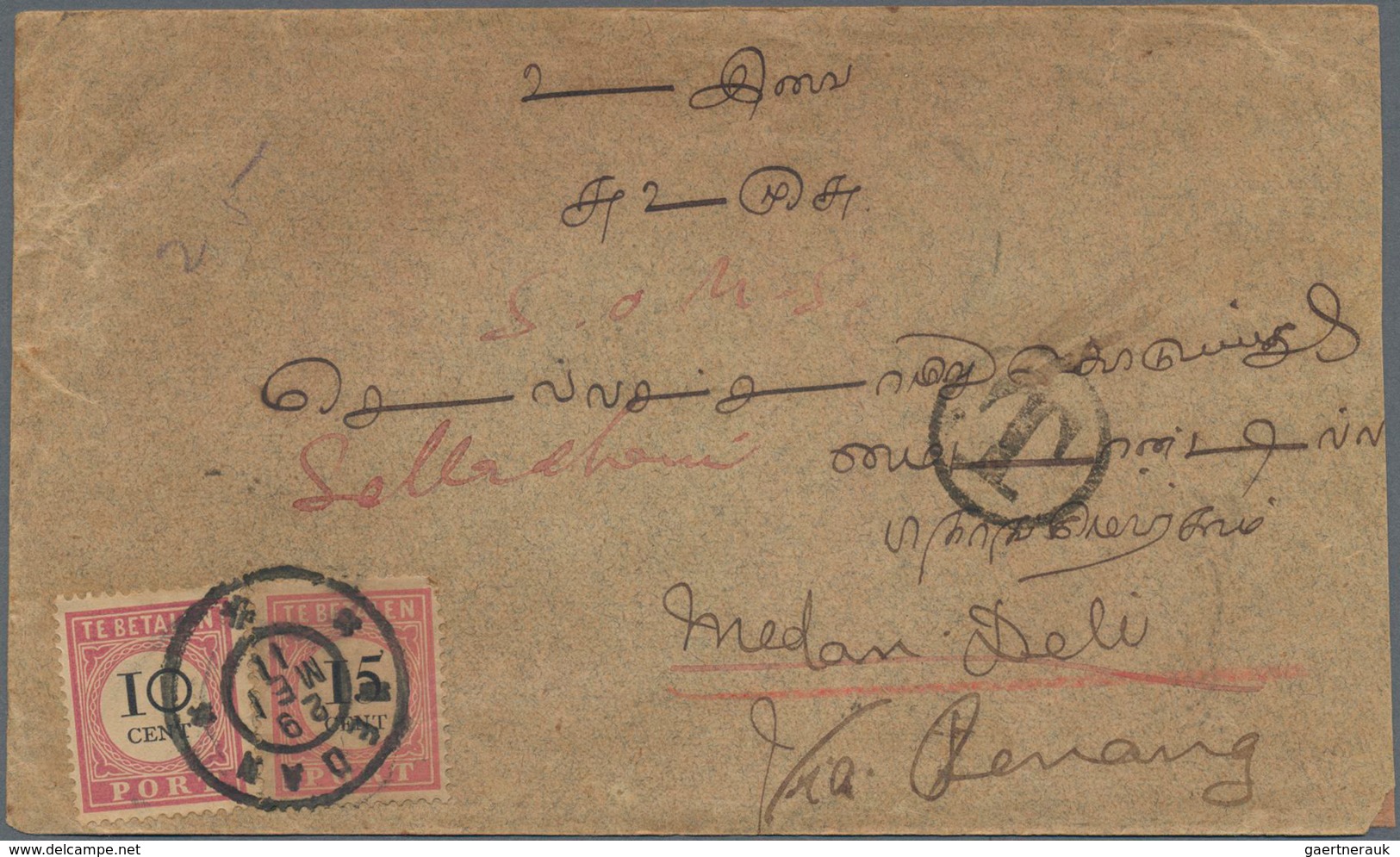 Niederländisch-Indien - Portomarken: 1911-26: Eight Insuff. Franked Covers From India All With Nethe - India Holandeses