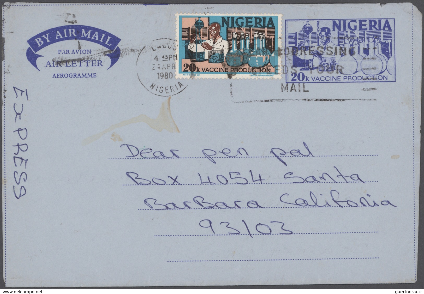 Nigeria: 1949/80 (ca.) 390 Pieces Of Used And Unused Air Letters And Covers, Including A Number Of O - Nigeria (...-1960)