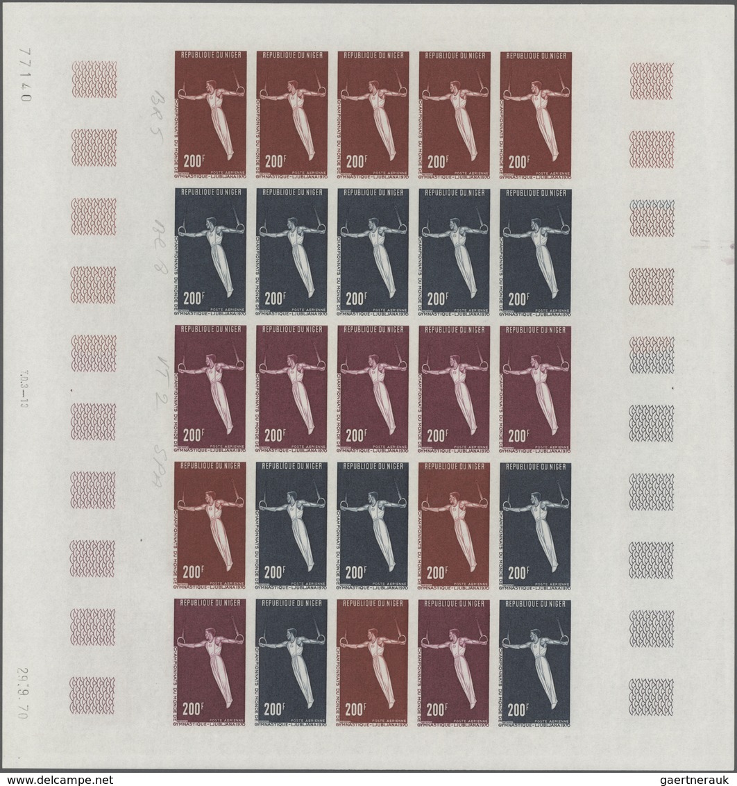 Niger: 1969/1978, IMPERFORATE COLOUR PROOFS, MNH Collection Of 105 Complete Sheets (=2.245 Proofs), - Neufs