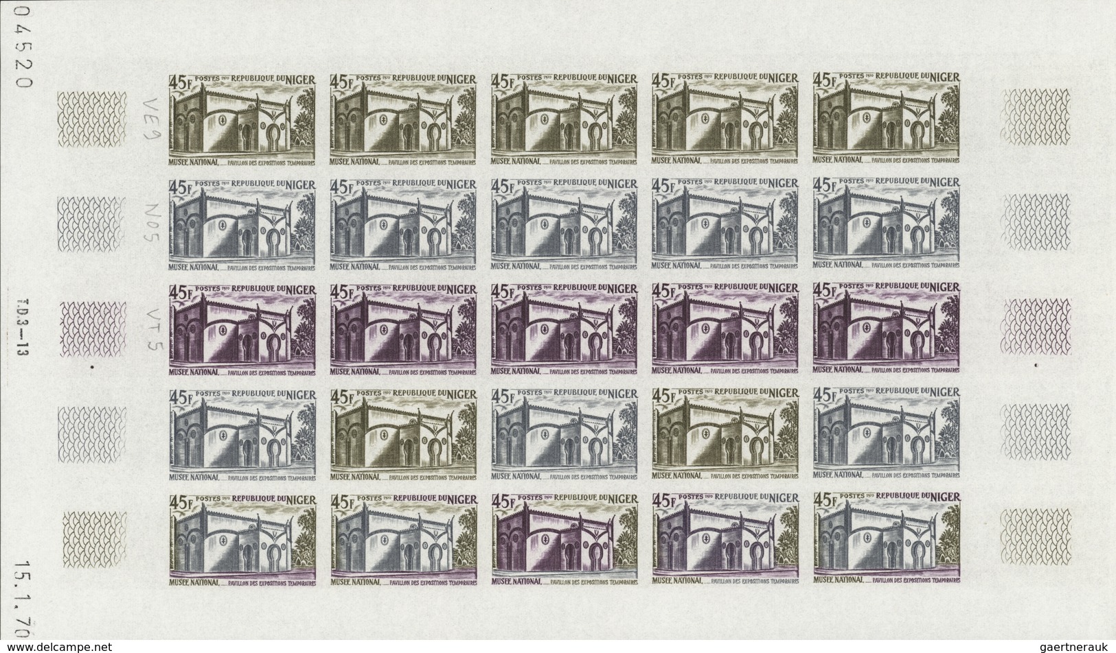 Niger: 1969/1978, IMPERFORATE COLOUR PROOFS, MNH collection of 105 complete sheets (=2.245 proofs),