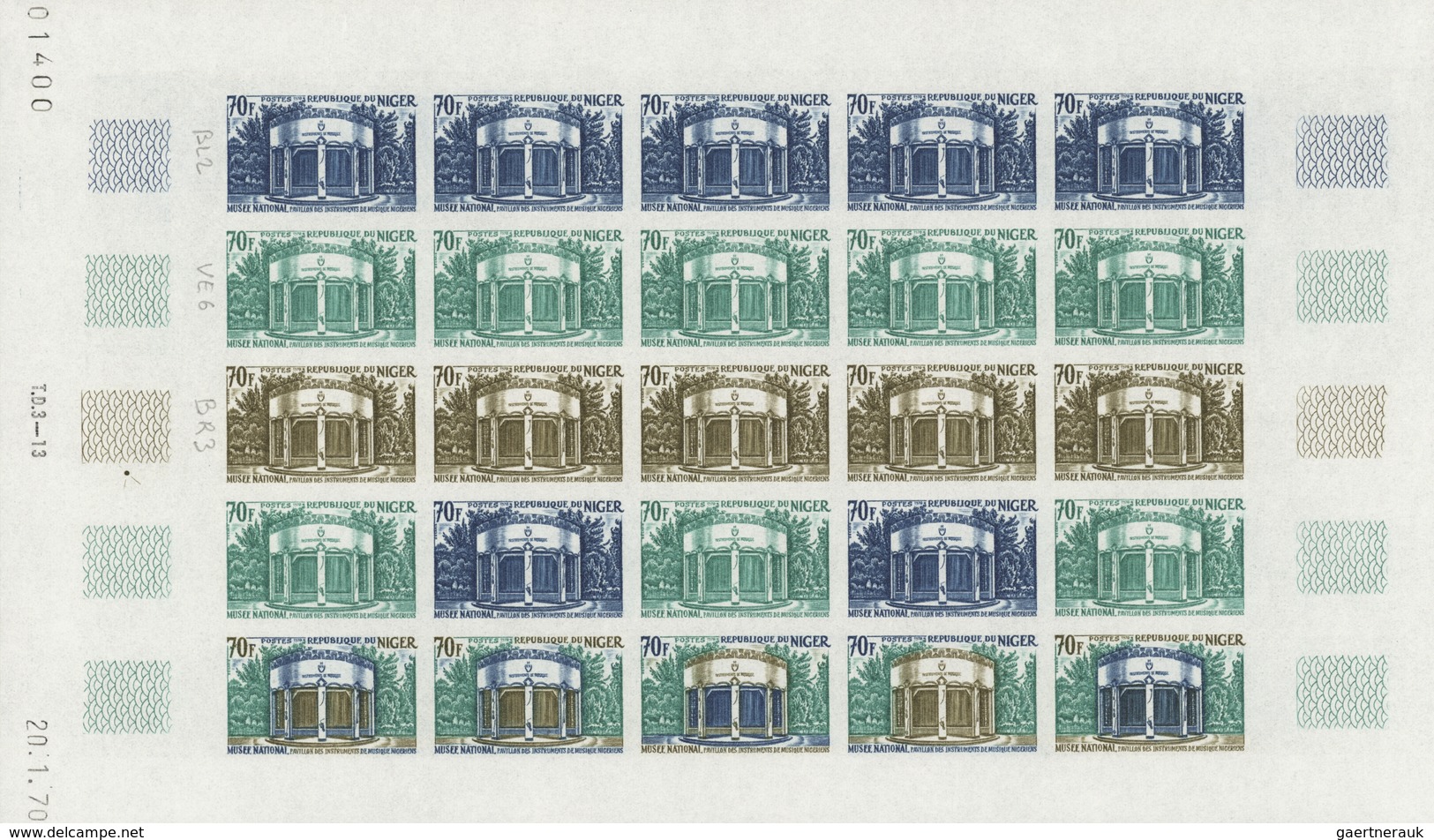 Niger: 1969/1978, IMPERFORATE COLOUR PROOFS, MNH collection of 105 complete sheets (=2.245 proofs),