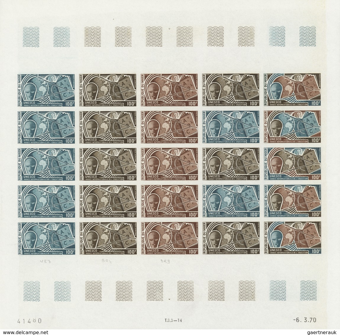 Niger: 1969/1978, IMPERFORATE COLOUR PROOFS, MNH collection of 105 complete sheets (=2.245 proofs),