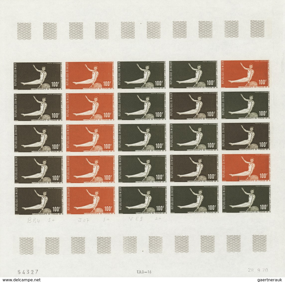 Niger: 1969/1978, IMPERFORATE COLOUR PROOFS, MNH collection of 105 complete sheets (=2.245 proofs),