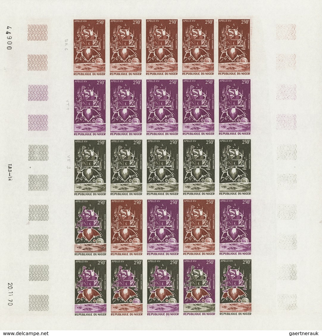 Niger: 1969/1978, IMPERFORATE COLOUR PROOFS, MNH collection of 105 complete sheets (=2.245 proofs),