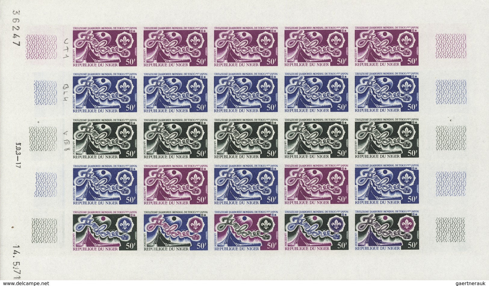 Niger: 1969/1978, IMPERFORATE COLOUR PROOFS, MNH collection of 105 complete sheets (=2.245 proofs),