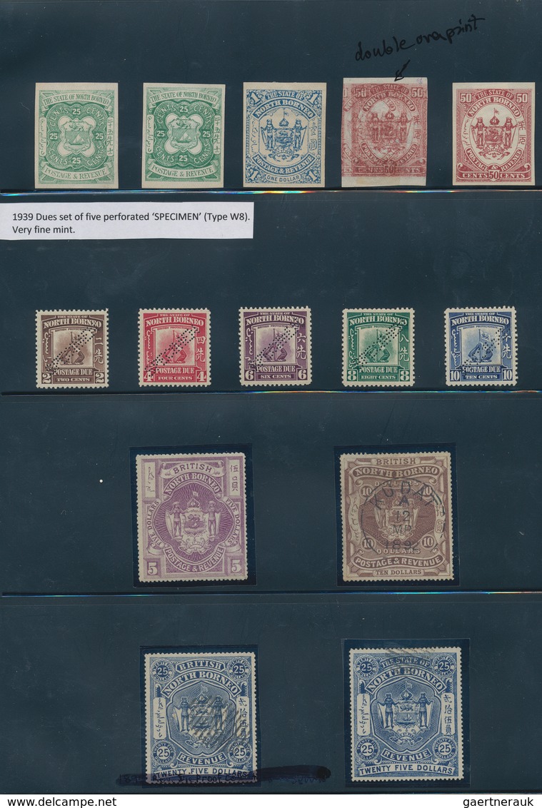 Nordborneo: 1883-1947: Mint and used collection plus covers and postal stationery items on stock pag