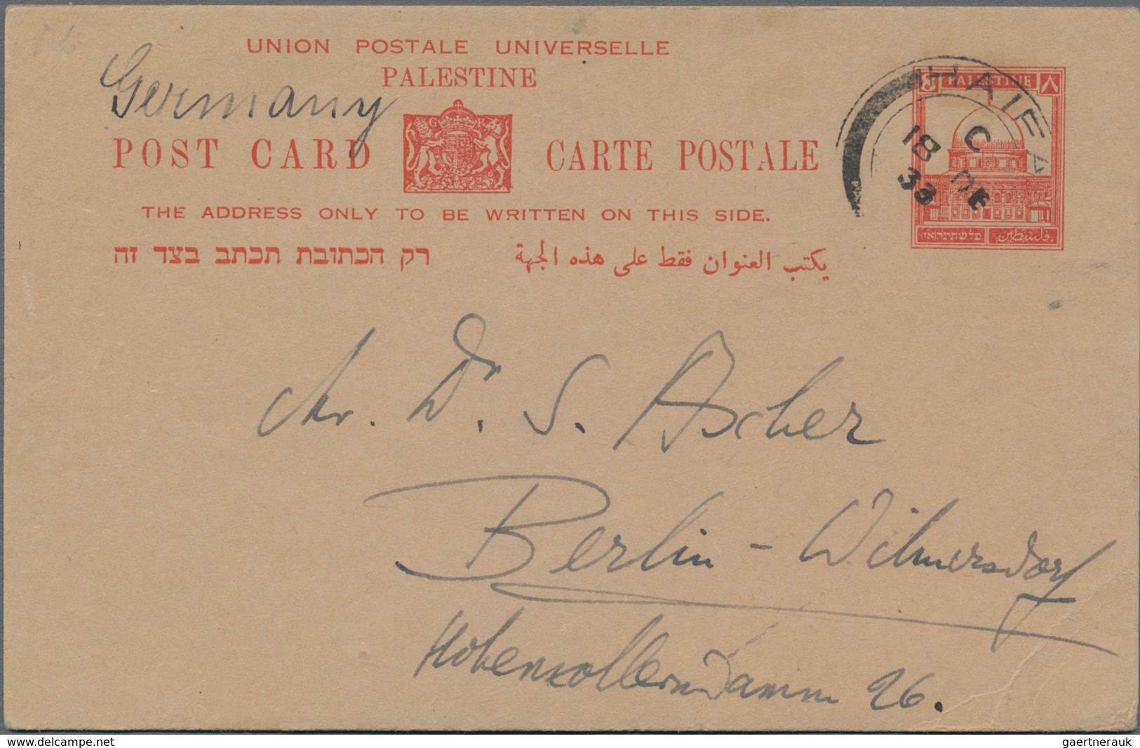Palästina: 1934/1939, Lot Of Six Commercially Used Stationeries (two Uprated Letter Cards, One Wrapp - Palestine