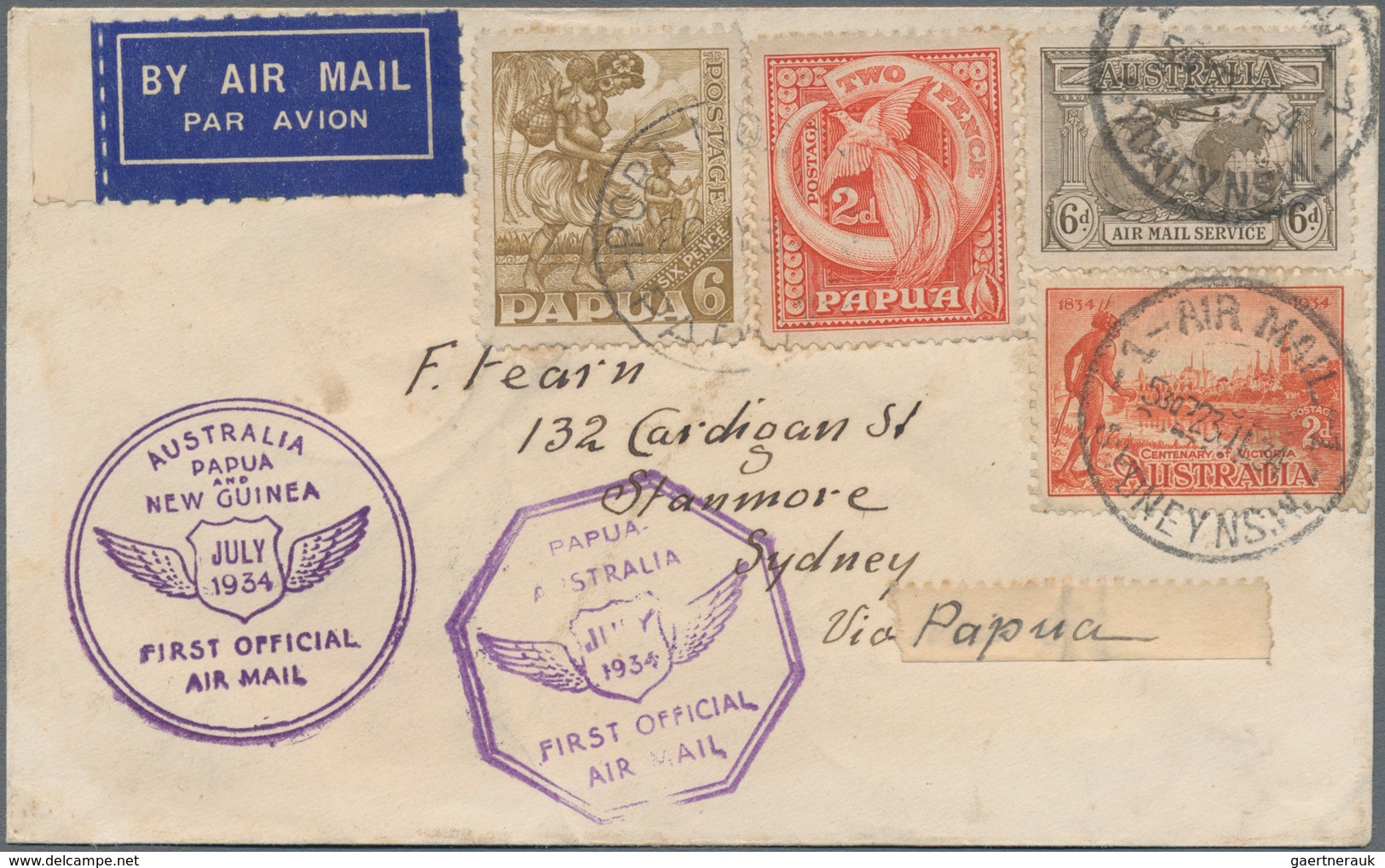 Papua: 1934-40 Lot Of 9 Covers And FDC's Including Registered Mail, First Flights, Censored Mail Etc - Papoea-Nieuw-Guinea