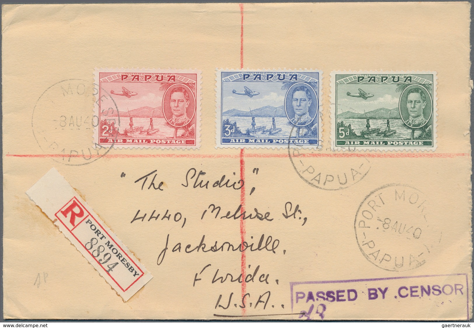 Papua: 1934-40 Lot Of 9 Covers And FDC's Including Registered Mail, First Flights, Censored Mail Etc - Papouasie-Nouvelle-Guinée