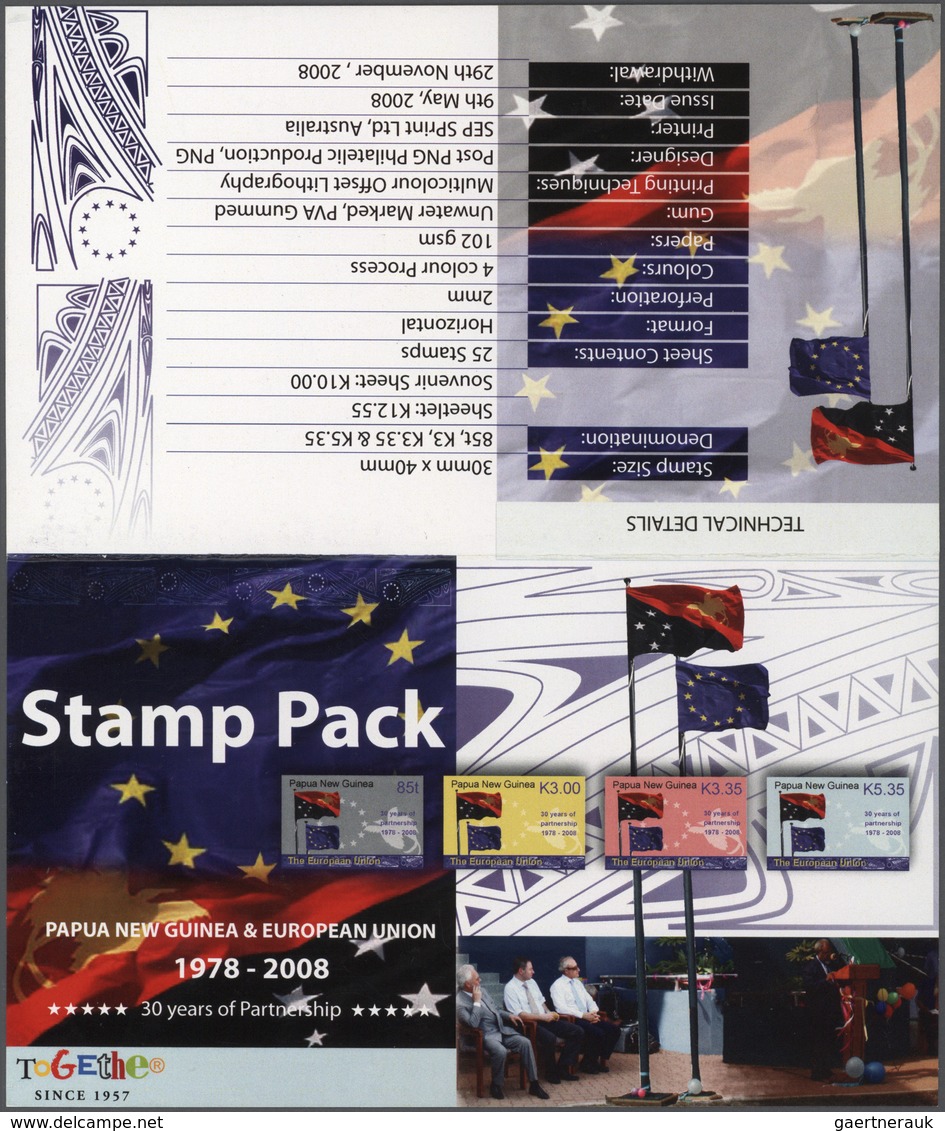 Papua Neuguinea: 1996/2008 Huge stock of so-called PNG STAMP PACKS, each containing a complete stamp