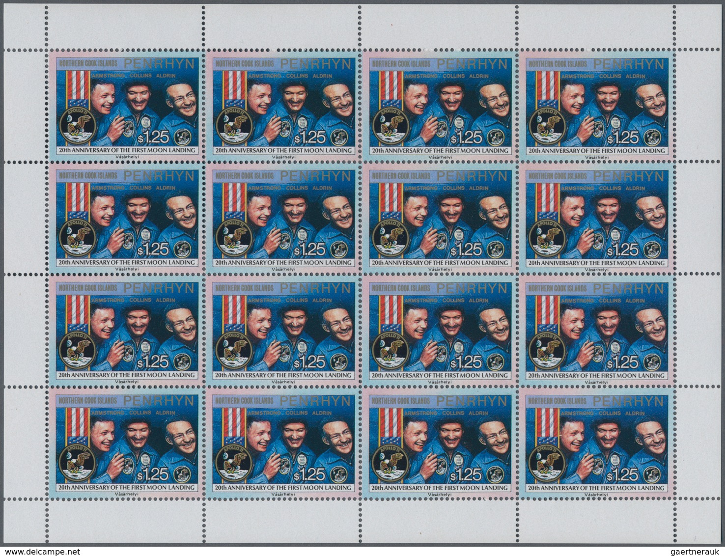 Penrhyn: 1989, 20 Anniversary Of First Moon Landing, 400 X Penrhyn Michel No. 500/504 In 25 Mini She - Penrhyn