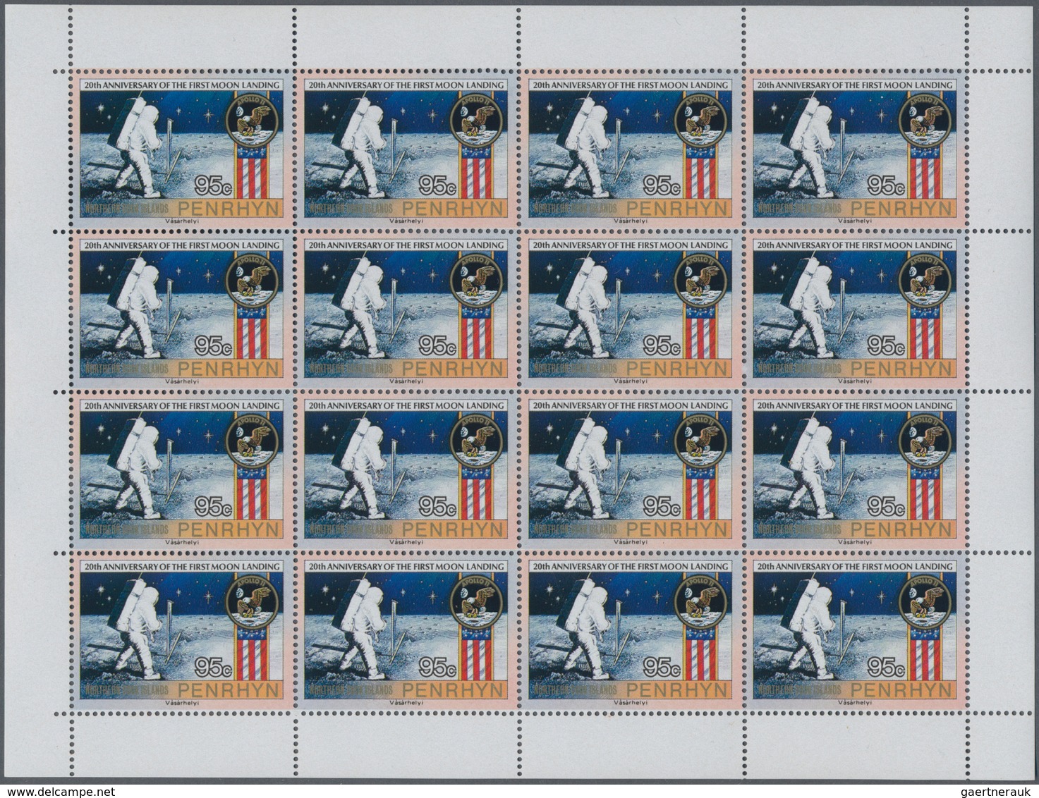 Penrhyn: 1989, 20 Anniversary Of First Moon Landing, 400 X Penrhyn Michel No. 500/504 In 25 Mini She - Penrhyn