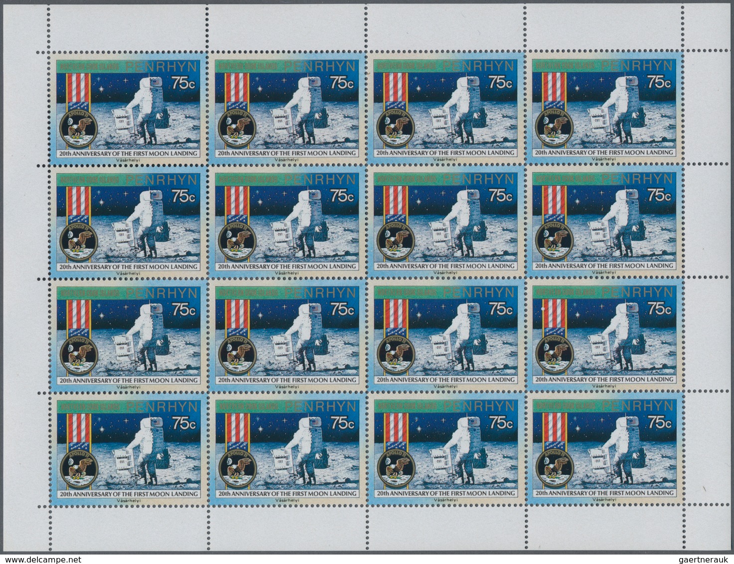 Penrhyn: 1989, 20 Anniversary Of First Moon Landing, 400 X Penrhyn Michel No. 500/504 In 25 Mini She - Penrhyn