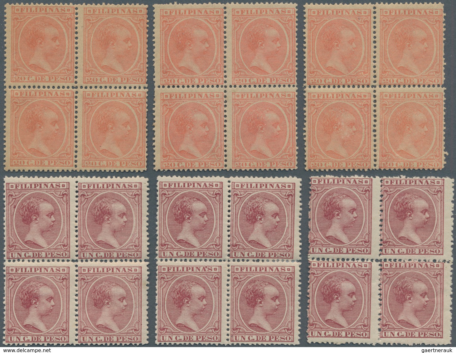 Philippinen: 1890/1899, Duplicates On 30 Large Stockcards With Several Interesting Issues Incl. Bloc - Filipinas