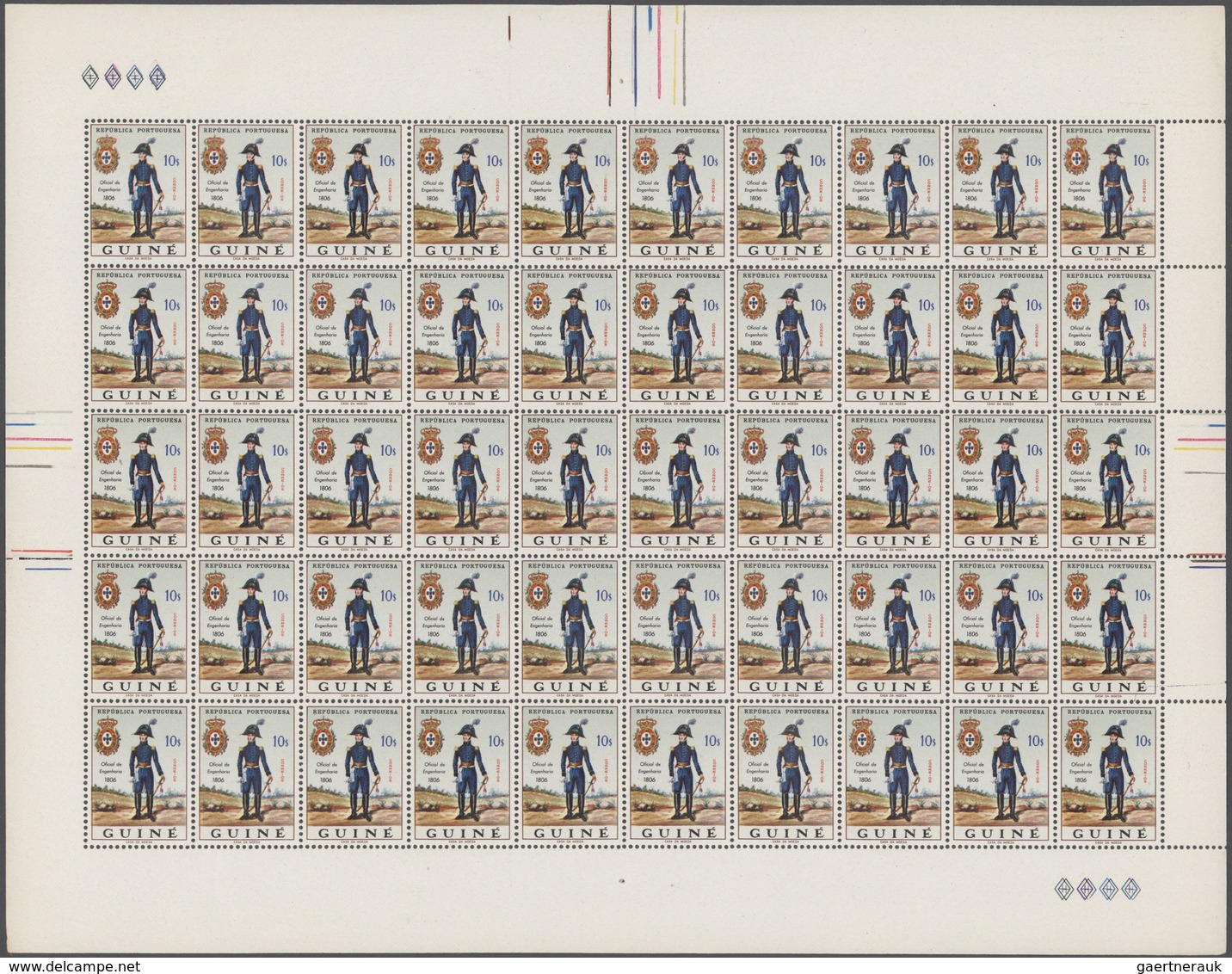 Portugiesisch-Guinea: 1966, Military Uniforms, 100 X Michel No. 321/328 Each In Two Mint Never Hinge - Guinea Portuguesa