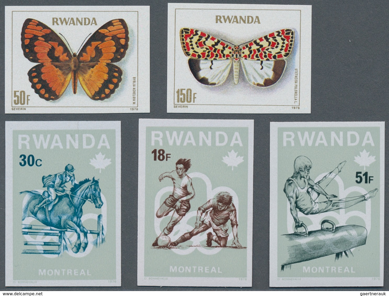 Ruanda: 1976/1983, Lot Of 14.600 IMPERFORATE (instead Of Perforate) Stamps MNH, Showing Various Topi - Andere & Zonder Classificatie